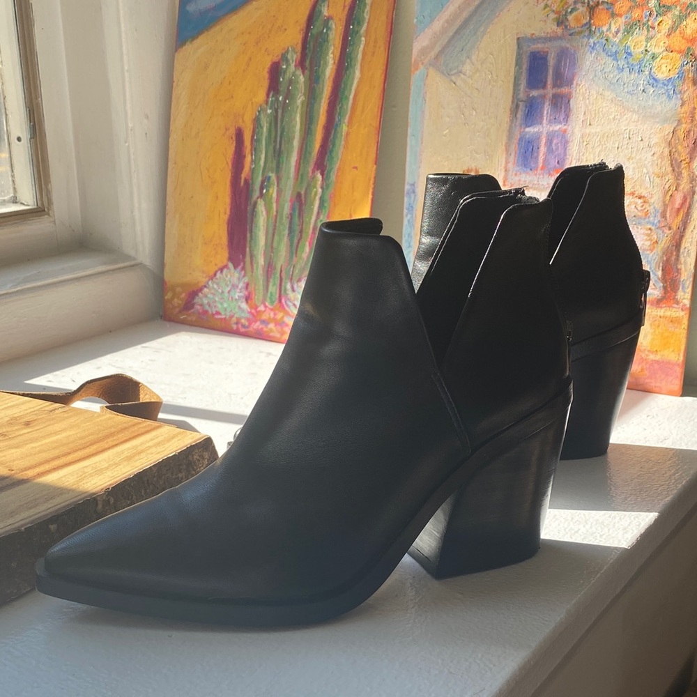 Vince Camuto Black Leather Ankle Booties